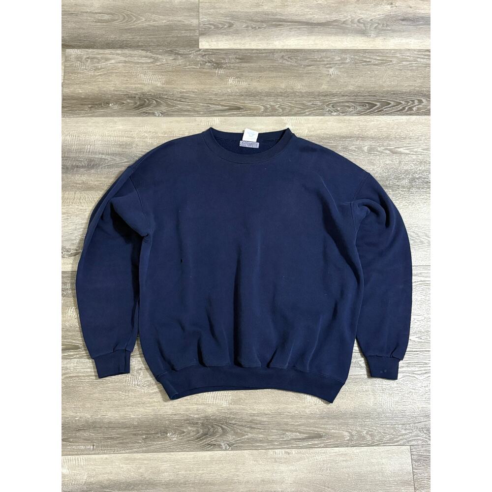 Vintage 90s Santee By Pluma Heavyweight Navy Blank Crewneck Retro Y2K - Men’s XL